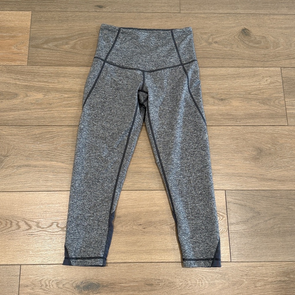 ZELLA Heather Grey High Rise Cropped Mesh Panel Active Running Gym Capri Size XS